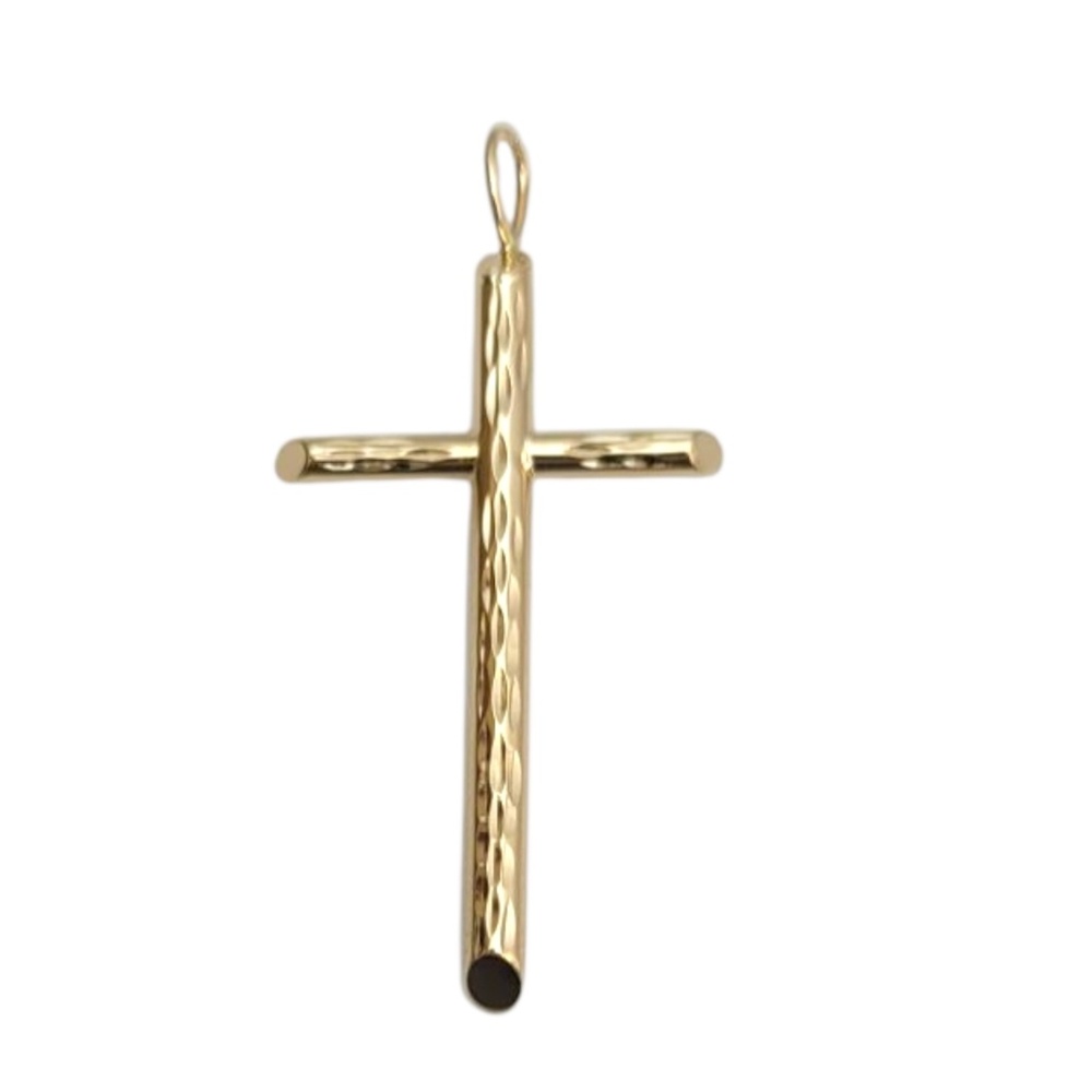 14 Karat Yellow Gold Diamond Cut Cross Pendant #21651